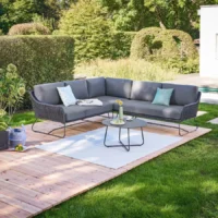 Modern 5-Seater L-Shape Outdoor Rope Sofa Set with Cushions for Patio, Garden, or Balcony