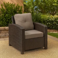 Stylish 1-Piece Outdoor Wicker Single Seater Sofa with Cushion for Patio, Garden, or Balcony