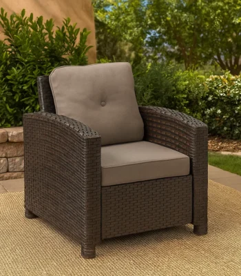 Stylish 1-Piece Outdoor Wicker Single Seater Sofa with Cushion for Patio, Garden, or Balcony