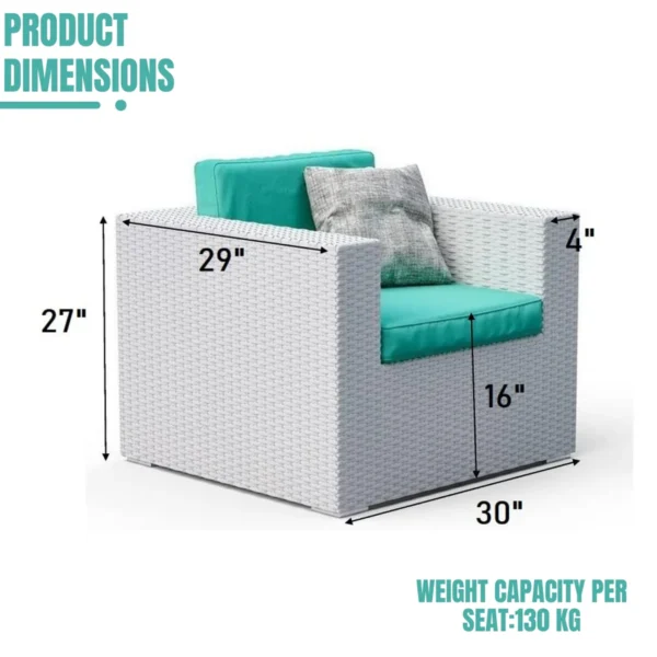 Elegant 1-Piece Outdoor Wicker Single Seater Sofa with Cushions for Patio or Garden