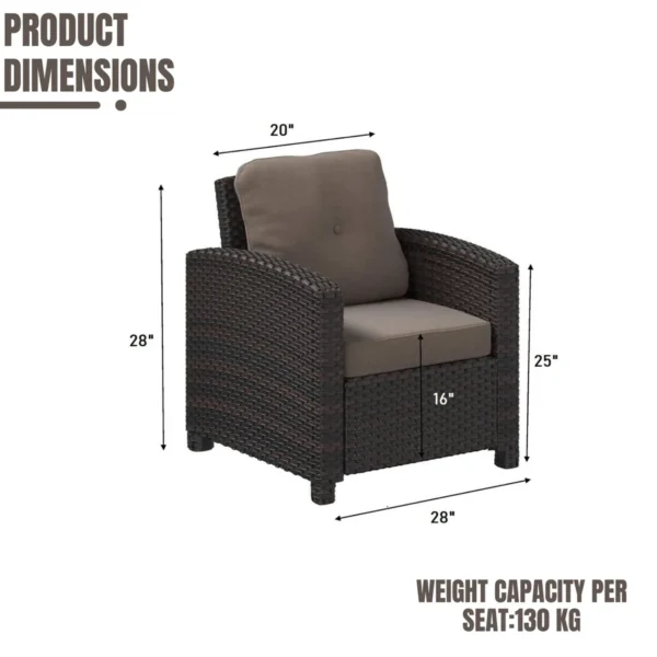 Stylish 1-Piece Outdoor Wicker Single Seater Sofa with Cushion for Patio, Garden, or Balcony