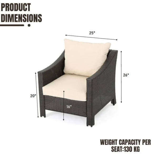 Stylish 1-Piece Outdoor Wicker Single Seater Sofa with Cushion for Patio and Garden
