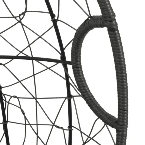 Grey outdoor egg chair with all-weather wicker, cushion included, perfect for patio or garden
