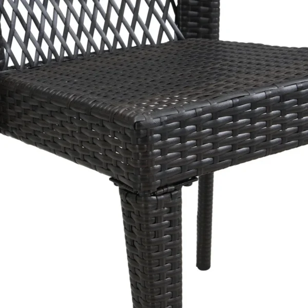 Outdoor rattan wicker patio dining chair with sturdy metal frame and weather-resistant cushion, perfect for garden or balcony use.