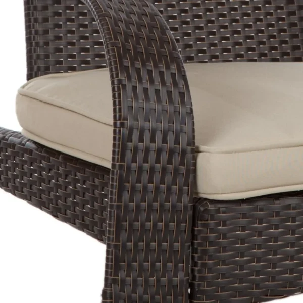 Outdoor Wicker Single Seater Adirondack Style Armchair with Cushions for Patio or Garden