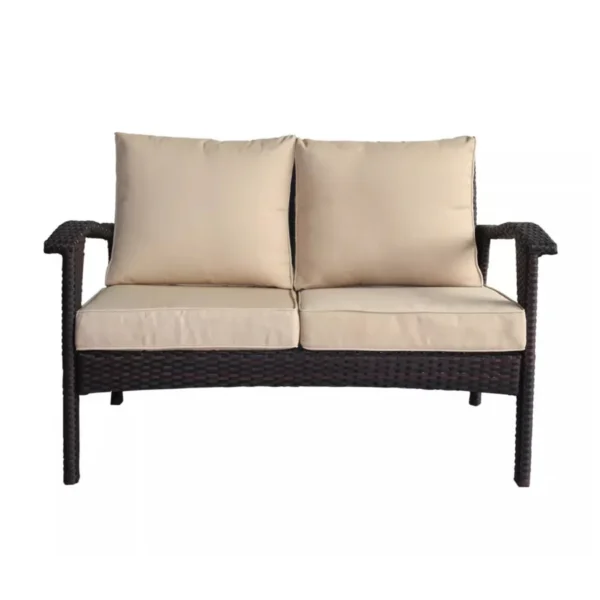 Outdoor Rattan Wicker 1-Piece Loveseat Sofa with Cushions for Patio, Garden, or Balcony