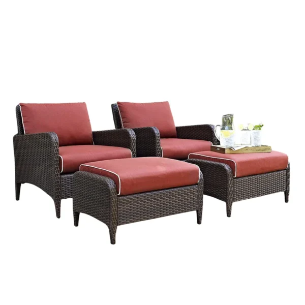 Outdoor 4-Piece Patio Wicker Furniture Set – Weather-Resistant Rattan Seating with Cushions