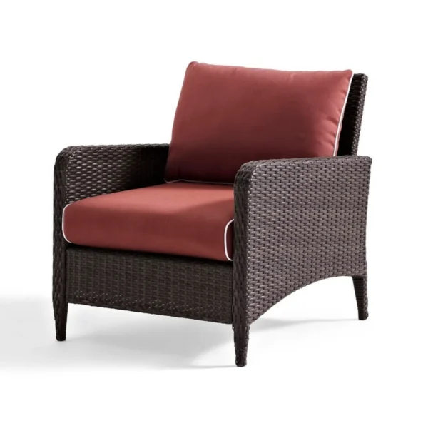 Outdoor wicker single seater sofa with cushion for patio, garden, or balcony