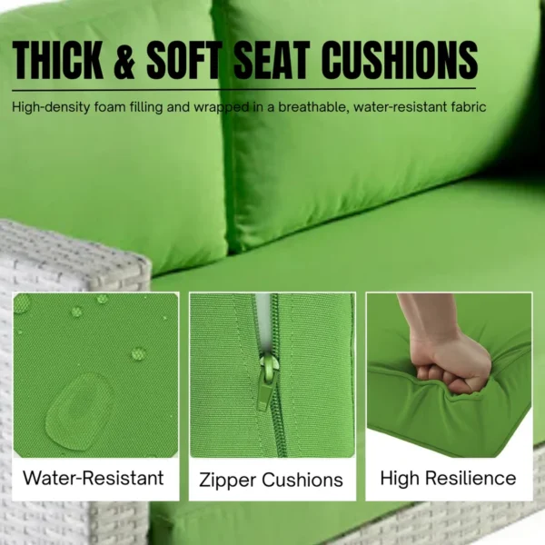 Outdoor Rope 4 Seater Sofa Set with Cushions and Glass Top Tables for Patio, Garden, or Balcony