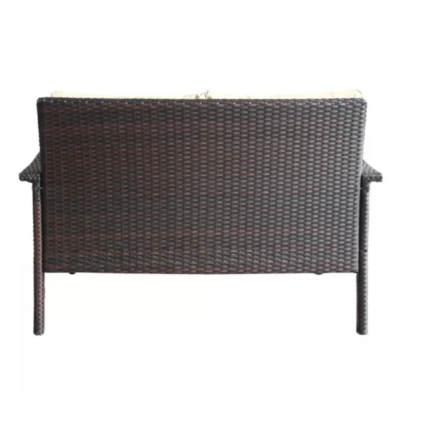Outdoor Rattan Wicker 1-Piece Loveseat Sofa with Cushions for Patio, Garden, or Balcony