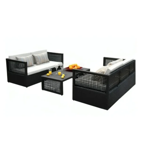 Outdoor Rattan Wicker 4-Seater Sofa Set with Cushions for Patio, Garden, or Balcony