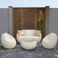 4-Piece Outdoor Rattan Wicker Patio Sofa Set White