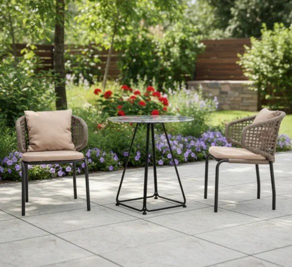 Sleek 3-piece bar set with high stools and glass tabletop in modern style for home or patio