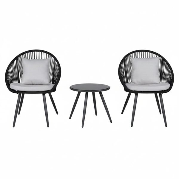 LOCCUS 3-Piece Outdoor Patio Bistro Set (Black & White) - Image 2