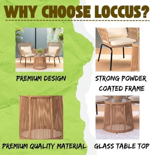 LOCCUS 3-Piece Patio Bistro Set (Beige & White) - Image 5