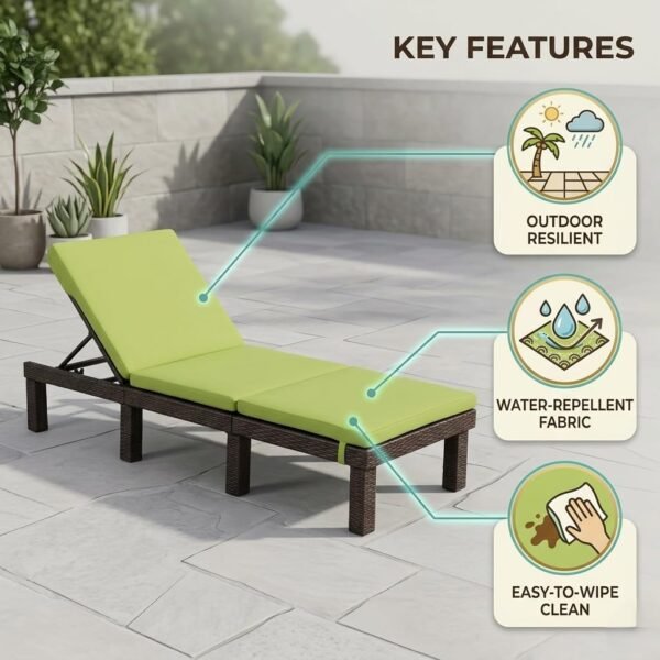 LOCCUS Outdoor HDPE Wicker Chaise Lounge Chair - Image 6