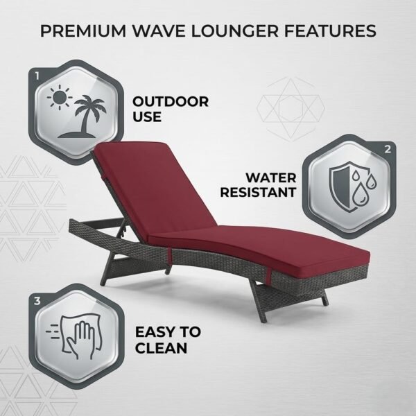 Poolside Chaise Lounge Chair Set with Red Cushions – Waterproof, Adjustable & Stylish Outdoor Seating