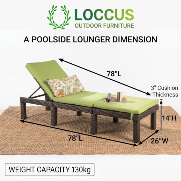 LOCCUS Outdoor HDPE Wicker Chaise Lounge Chair - Image 4